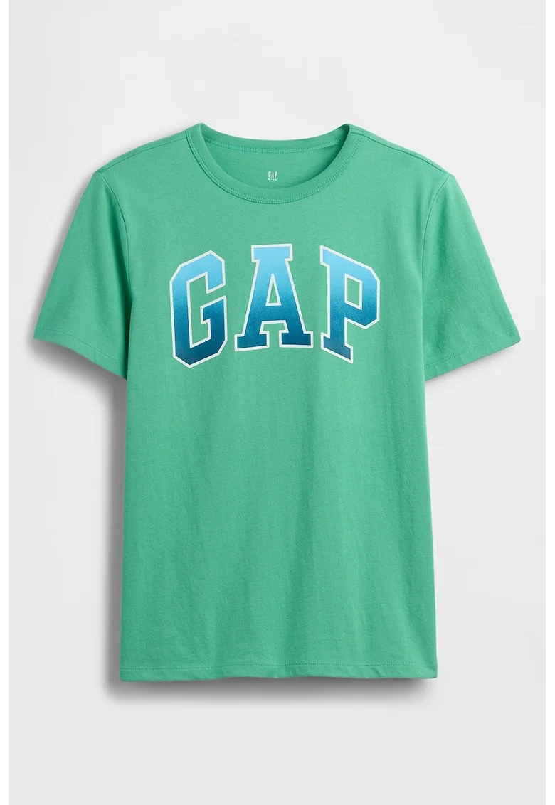 Tricou din bumbac cu imprimeu logo, Verde/Albastru