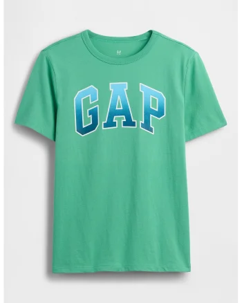 Tricou din bumbac cu imprimeu logo, Verde/Albastru