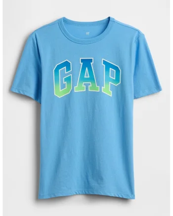 Tricou din bumbac cu imprimeu logo, Verde lime/Albastru deschis neon