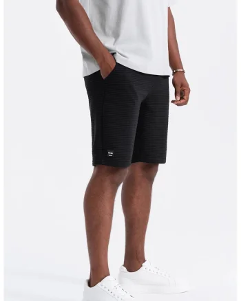 Pantaloni scurti din amestec de bumbac cu aspect texturat