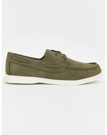 Pantofi din material textil cu sireturi, Verde feriga