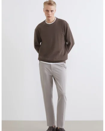 Pantaloni slim fit cu model uni, Gri deschis