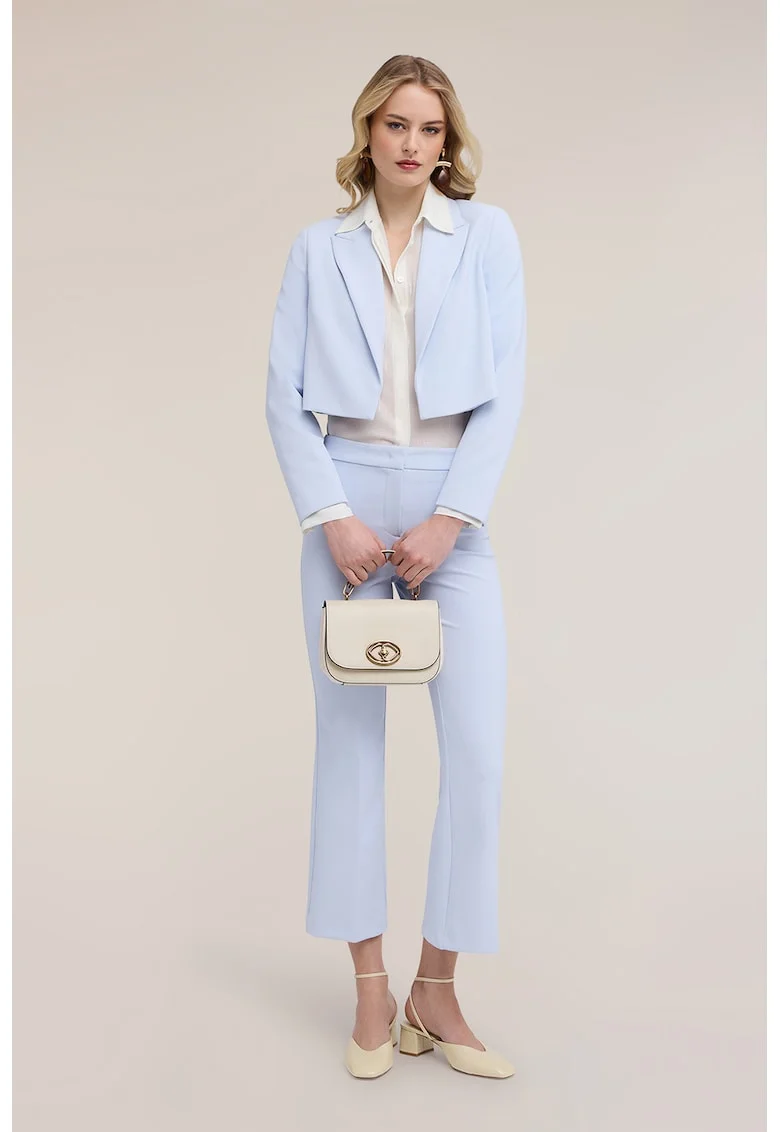 Sacou crop cu revere decupate, Albastru pastel
