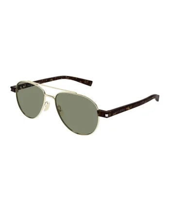 Ochelari de soare aviator cu logo discret pe brate, Auriu/Maro