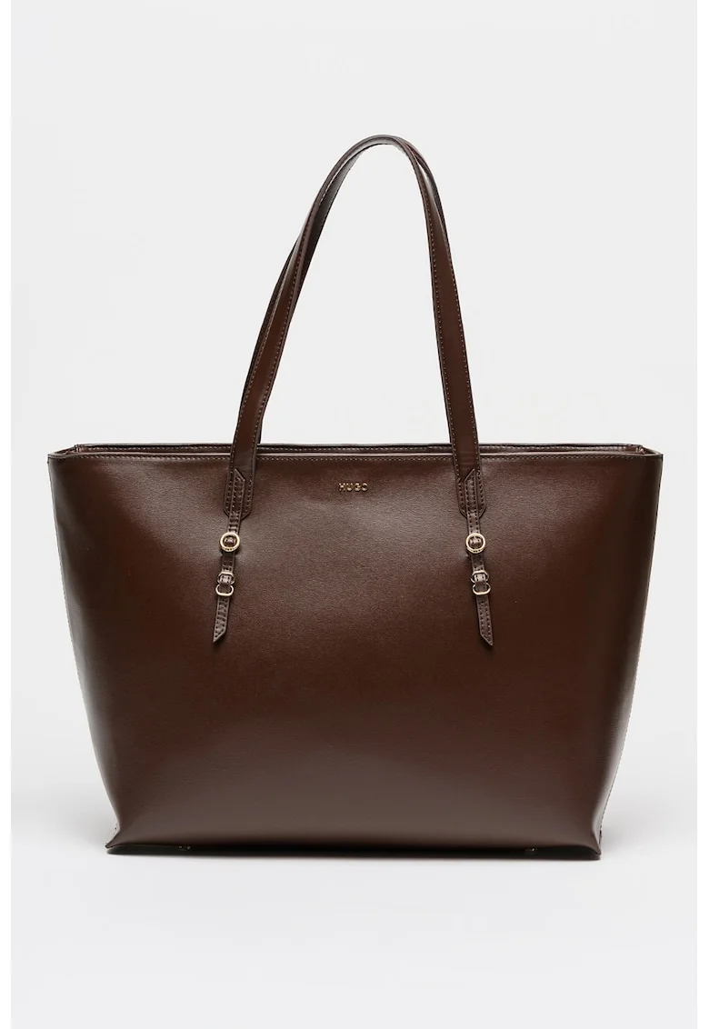 Geanta shopper din piele ecologica Syndra, Maro inchis