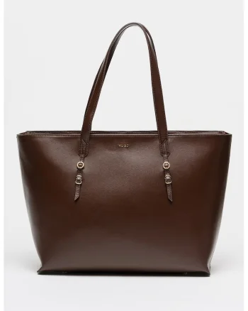 Geanta shopper din piele ecologica Syndra, Maro inchis