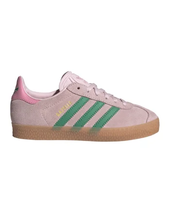Pantofi sport Gazelle low-cut de piele intoarsa, Roz prafuit/Verde feriga