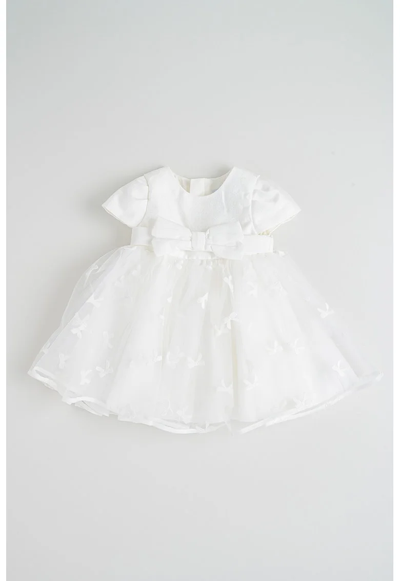 Rochie din tul cu funda, Alb