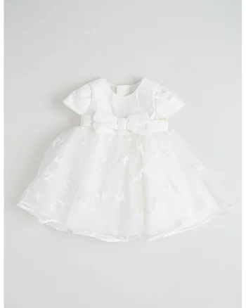 Rochie din tul cu funda, Alb