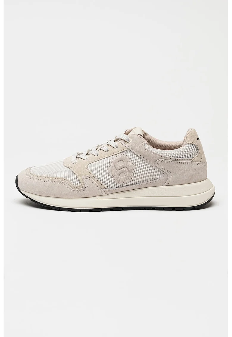 Pantofi sport Vinston wedge din piele intoarsa si material textil, Alb/Gri