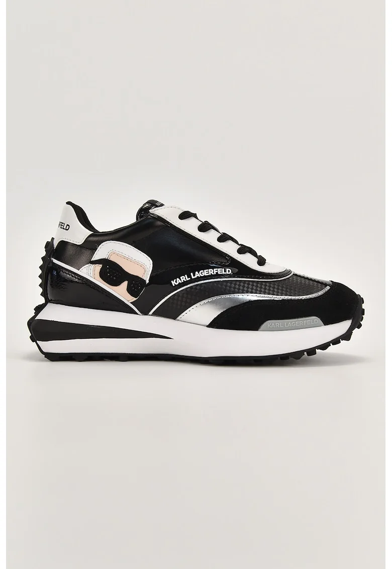 Pantofi sport cu insertii de piele, Negru