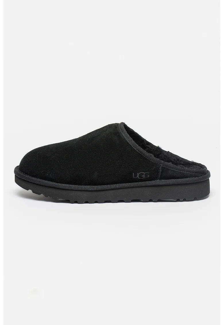 Papuci de casa de piele intoarsa Classic, Negru