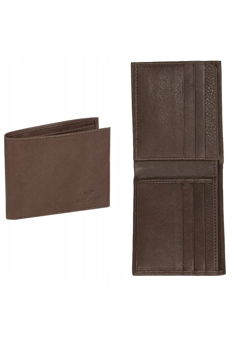 Portofel Barbati,  Livorno Wallet, 100% Piele Naturala, Cu Logo, Compartimente Pentru Carduri, Buzunar Pentru Monede, Design Elegant, One Size, Maro