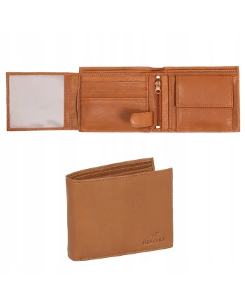Portofel Barbati,  Livorno Wallet, 100% Piele Naturala, Cu Logo, Compartimente Pentru Carduri, Buzunar Pentru Monede, Design Elegant, One Size, Maro