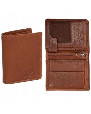 Portofel Barbati,  Udine Wallet, 100% Piele Naturala, Cu Logo, Compartimente Pentru Carduri, Buzunar Pentru Monede, Design Elegant, One Size, Maro