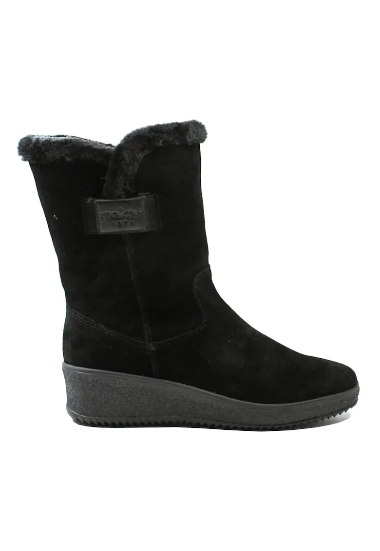 Ghete comode  negre din piele intoarsa cu blanita RIKY4456-00, Negru