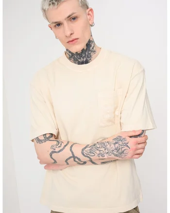 Tricou cu decolteu la baza gatului Heavyweight, Bej deschis