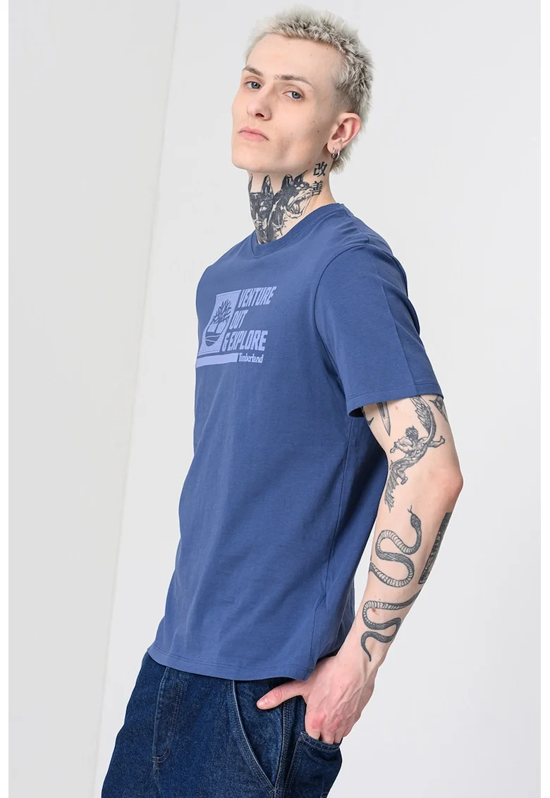 Tricou cu imprimeu grafic Front, Albastru inchis