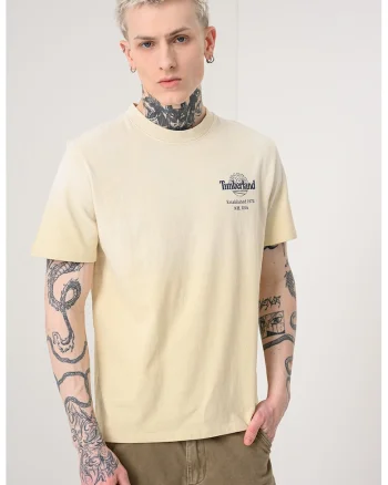 Tricou din bumbac Sunfaded Back, Bej deschis/Bleumarin