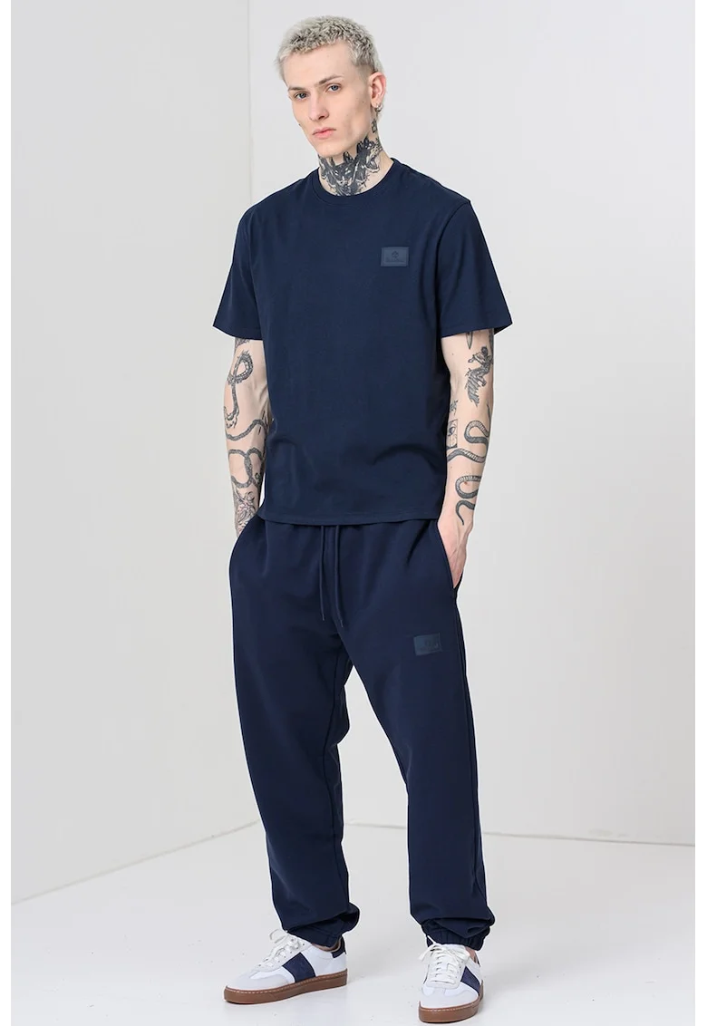 Tricou din bumbac cu logo Silicon Badge, Bleumarin