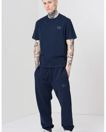 Tricou din bumbac cu logo Silicon Badge, Bleumarin