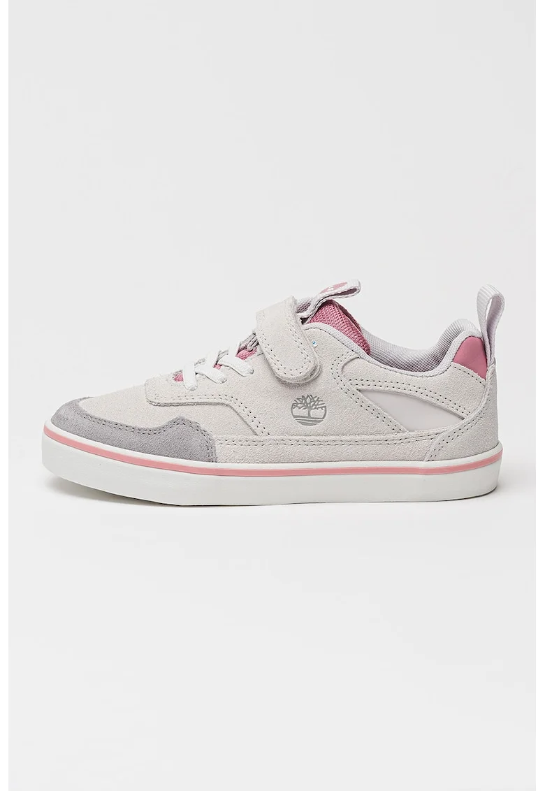 Pantofi sport low-cut Stone Jump cu inchidere velcro, Gri deschis/Roz
