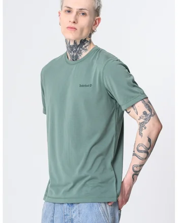 Tricou cu decolteu la baza gatului si detaliu logo, Verde