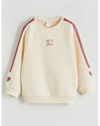 Bluza de trening din bumbac cu maneci raglan, Roz zmeuriu/Bej deschis