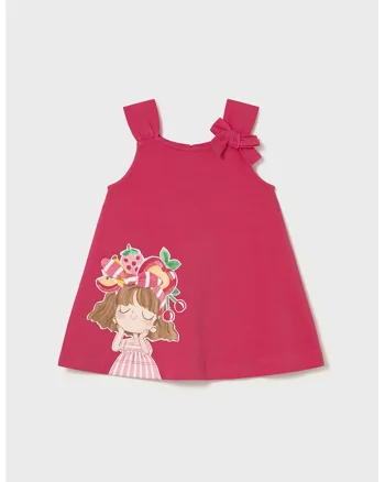 Rochie cu imprimeu fara maneci, Roz zmeuriu