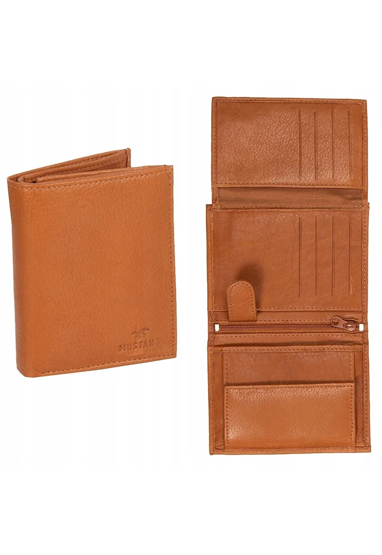 Portofel Barbati,  Livorno Wallet Tall, 100% Piele Naturala, Cu Logo, Compartimente Pentru Carduri, Buzunar Pentru Monede, Design Elegant, One Size, Maro