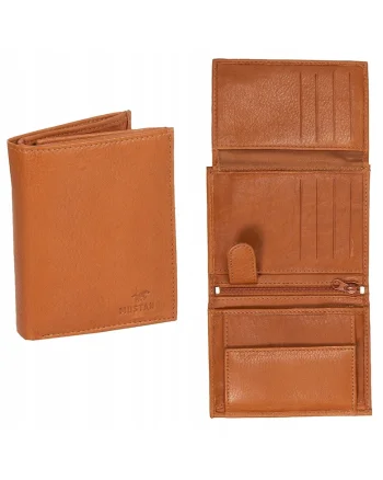 Portofel Barbati,  Livorno Wallet Tall, 100% Piele Naturala, Cu Logo, Compartimente Pentru Carduri, Buzunar Pentru Monede, Design Elegant, One Size, Maro