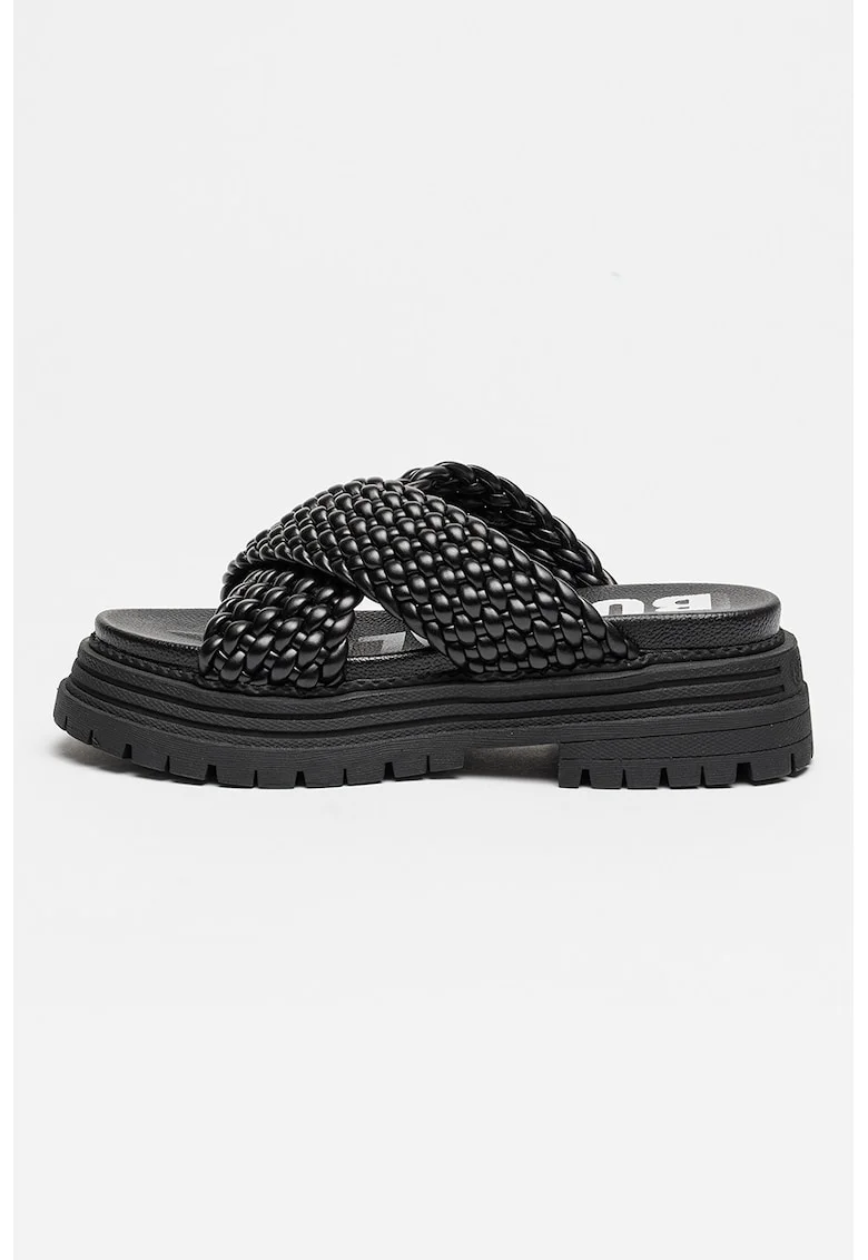 Papuci din piele ecologica Lennox Cross, Negru