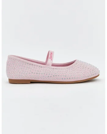 Pantofi din material textil cu strasuri, Roz deschis/Argintiu