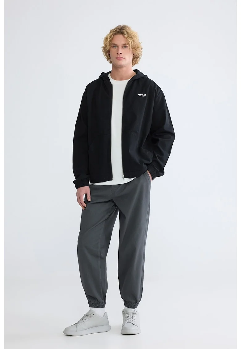 Pantaloni cu snur de ajustare si buzunare laterale, Gri inchis