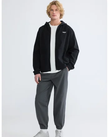 Pantaloni cu snur de ajustare si buzunare laterale, Gri inchis