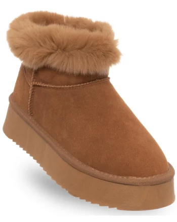 Ghete dama  model SCW421P12/21, piele naturala, maro, platforma de 4 cm