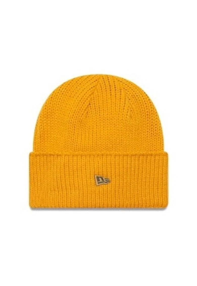 Caciula dama  Wide Cuff Beanie, galbena, material sintetic