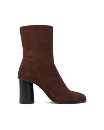 Botine dama,  maro, piele naturala, cu fermoar, rotund