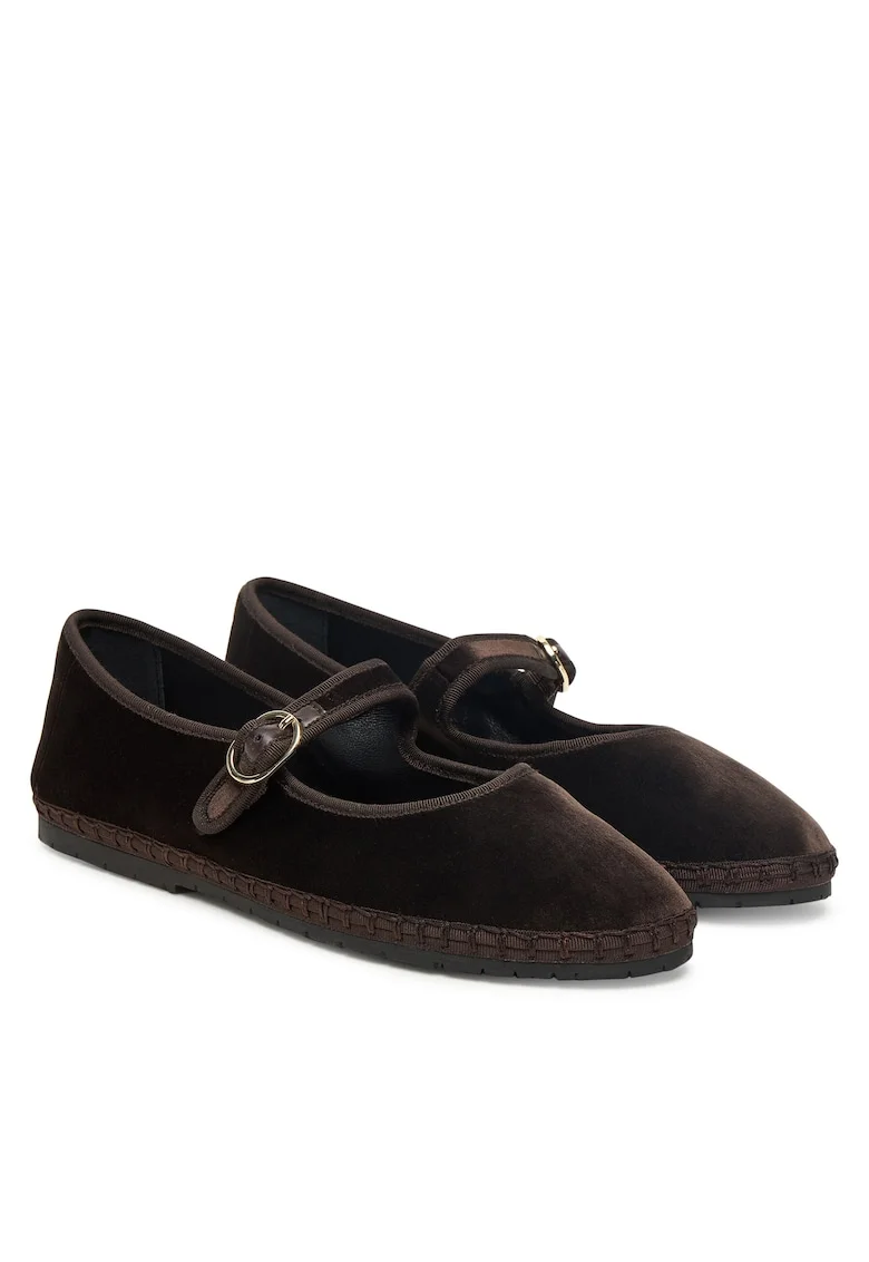 Pantofi dama,  maro, velvet,