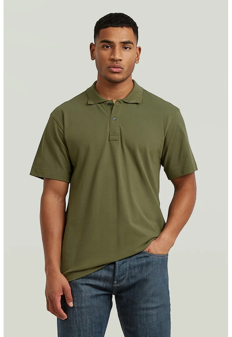 Tricou polo din bumbac organic, Verde masliniu