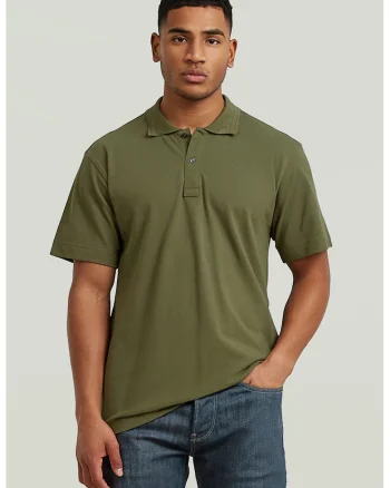 Tricou polo din bumbac organic, Verde masliniu