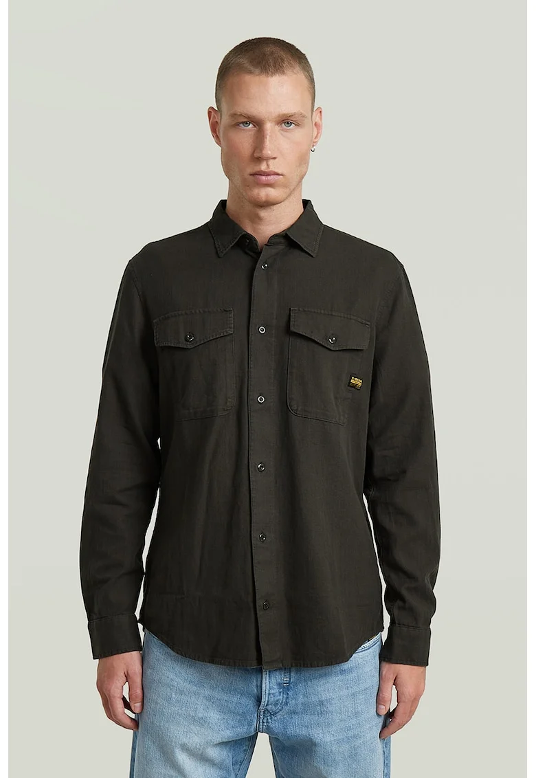 Camasa slim fit Marine, Verde padure/Negru stins