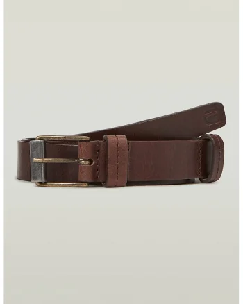 Curea din piele cu model uni, Maro cognac