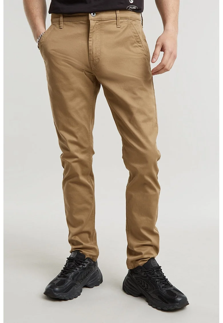 Pantaloni slim fit din amestec de bumbac organic, Maro nisip/Caramel