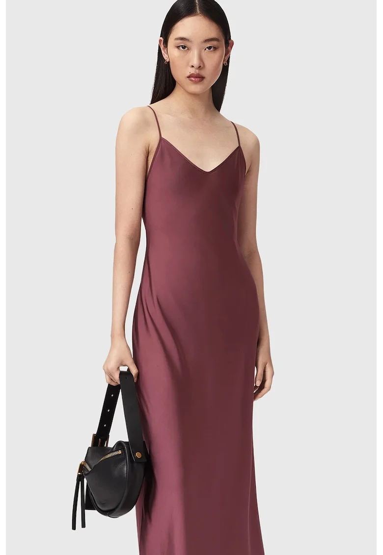 Rochie lunga de satin Bryony, Violet prafuit