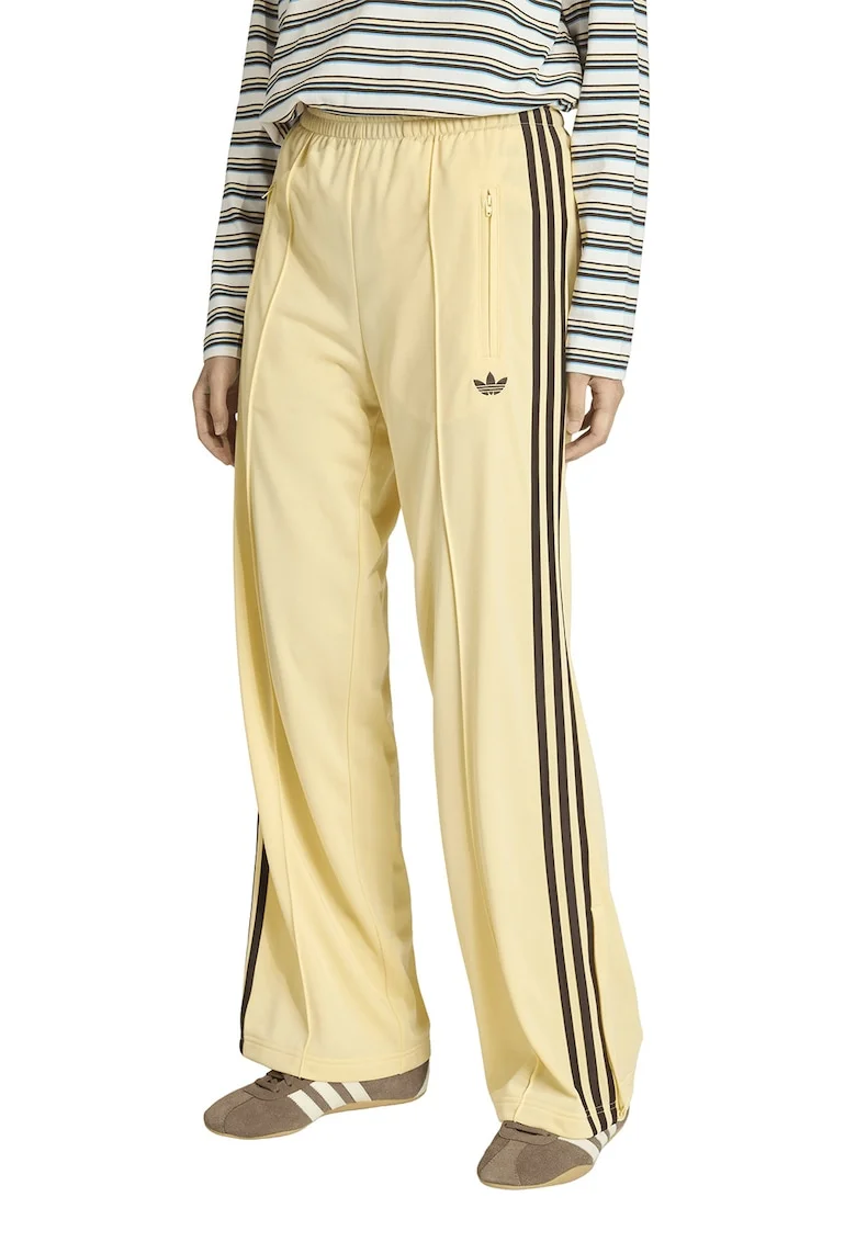 Pantaloni sport ampli cu pensa, Maro inchis/Portocaliu deschis