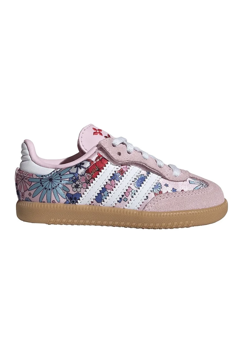 Pantofi sport Samba cu model si garnituri de piele intoarsa, Roz pastel/Alb optic/Multicolor