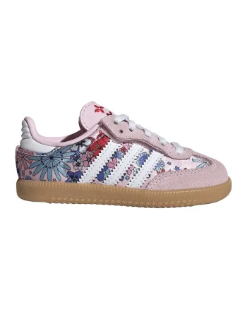 Pantofi sport Samba cu model si garnituri de piele intoarsa, Roz pastel/Alb optic/Multicolor