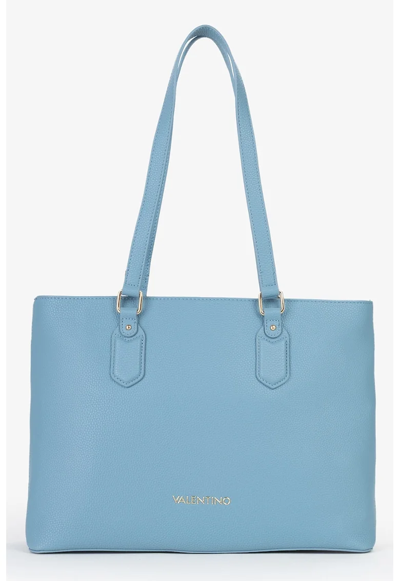 Geanta shopper de piele ecologica, Albastru deschis