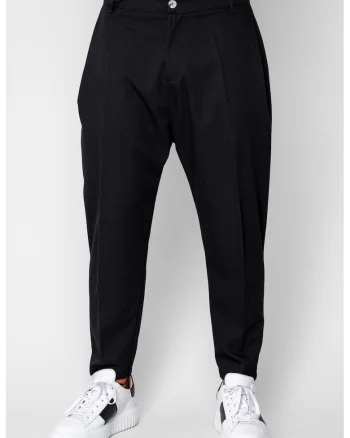 Pantalon lung cu elastic si nasture Black 20476, Negru